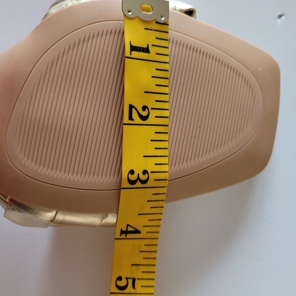 Metallic Slide Sandals Block Heel Square Toe Braided Size 10 Champagne Gold Y2K - Picture 7 of 8